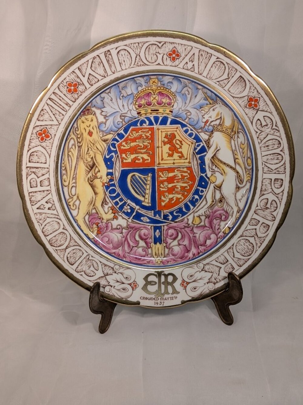 Vintage Paragon Edward VIII Coronation Plate 1936 Royal Coat of Arms Bone China - Picture 10 of 11